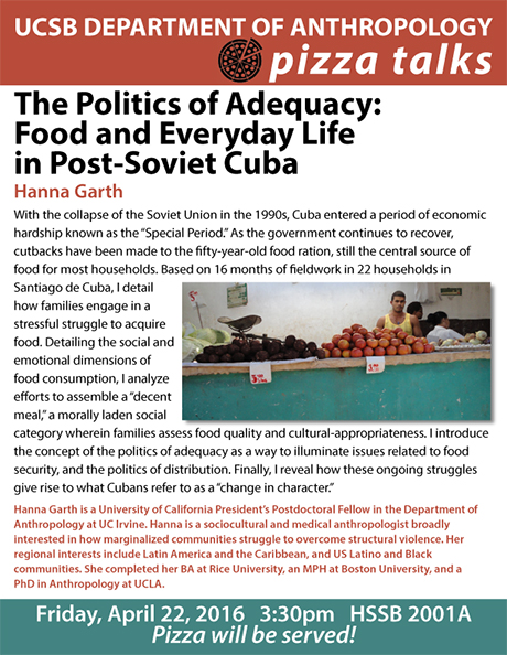 Pizza Talk: The Politics of Adequacy: Food and Everyday Life in Post-Soviet Cuba Event Image